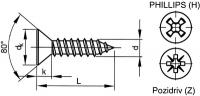 Šroub samořezný záp.phillips DIN 7982C 4,2x6,5 pozink