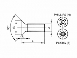 Šroub zápustný phillips DIN 965 M8x35 nerez A2