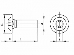 Šroub inbus půlkulatý s límcem ISO 7380FL M10x35-10.9 pozink