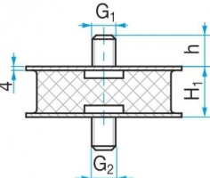 Silentblok KR1 - 105/55 M16x30/M16x30